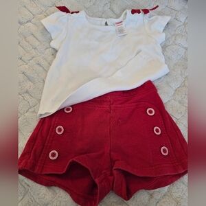 Gymboree White Top with Red Shorts